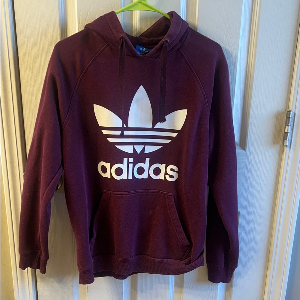 Adidas Burgundy Hoodie with White Emblem